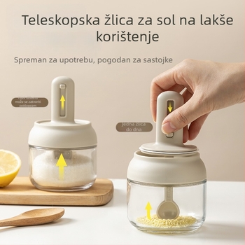 Staklena teleskopska posuda za začine s integriranim poklopcem, otporna na vlagu, posuda za ulje i ocat s mjernim oznakama