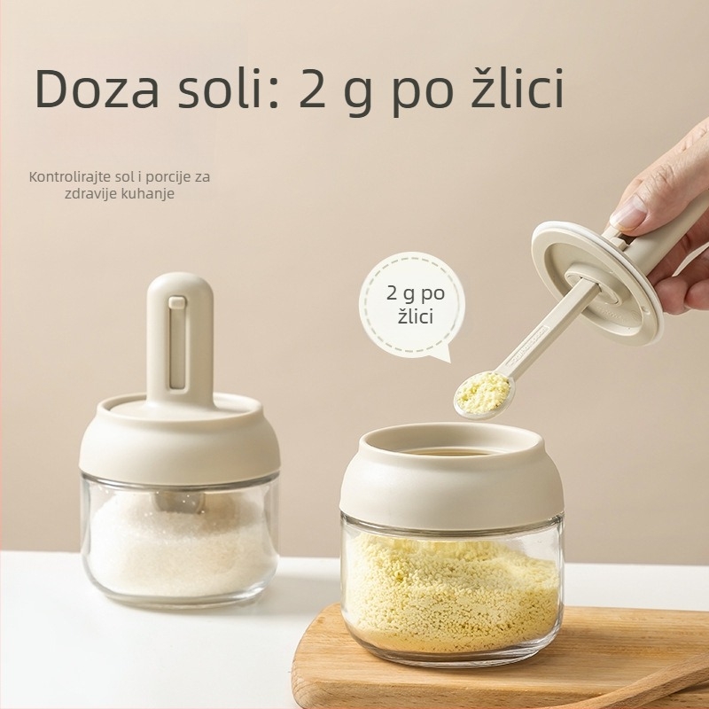 Staklena teleskopska posuda za začine s integriranim poklopcem, otporna na vlagu, posuda za ulje i ocat s mjernim oznakama