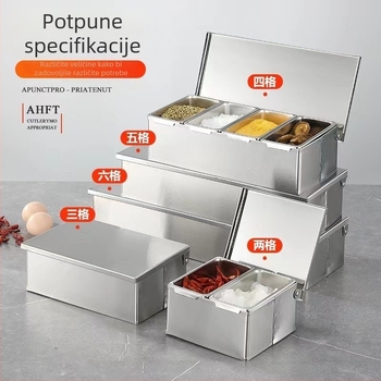 Set posuda za začine od 304 nehrđajućeg čelika, četvrtaste posude za začine, kutija za uzorke začina