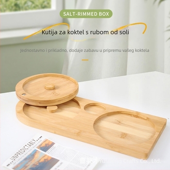 Bambusna ploča za koktel začine s dvostrukim pretincem soli i staklenkom za šećer (Brand Mu yusheng; Materijal: Bambus; Vrsta začina: Čvrsta; Ispis logotipa: Dostupan; Prilagodba: Moguće)