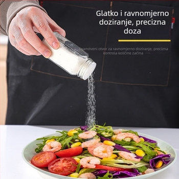 Staklena četvrtasta boca za začine s drvenim poklopcem, ponovno punjiva, prilagođeni logotip