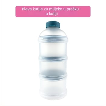 Trostruka kutija za mlijeko u prahu za bebe – prenosna s više odjeljaka za mlijeko u prahu i grickalice, brend Shebaby, za dob 0–3 godine.
