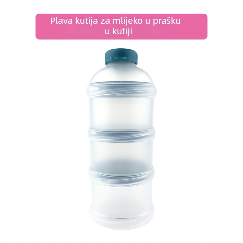 Trostruka kutija za mlijeko u prahu za bebe – prenosna s više odjeljaka za mlijeko u prahu i grickalice, brend Shebaby, za dob 0–3 godine.