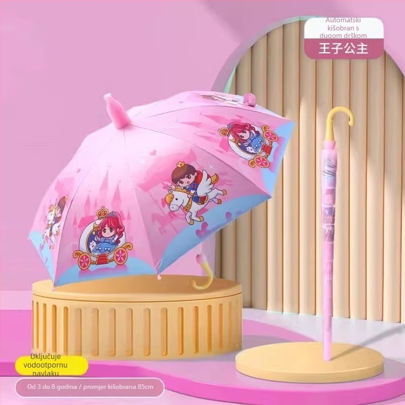 Dječji kišobran za sunce i kišu, vinil tkanina, UPF 50+, 8 rebara, ručno otvaranje i zatvaranje, crtani stil