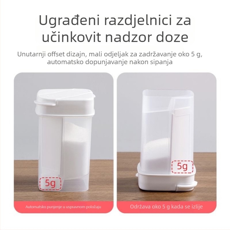 Posuda za začine s dvostrukim poklopcem – dozator, vodootporna, zatvorena za čvrste začine