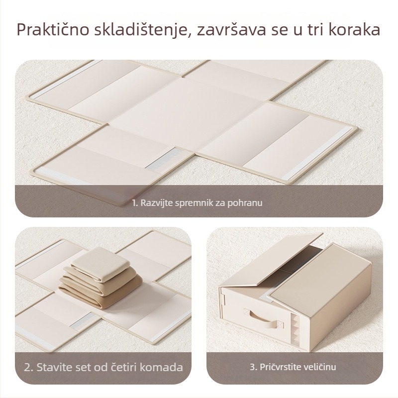 Prašinom otporna četverodjelna kutija za pohranu posteljine, skladišni organizator od tekstila, 18 L