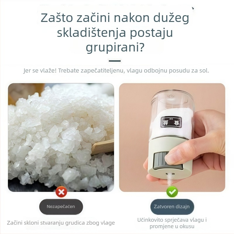 Ice Bird Stakleni Set So i Začine – Otporn na vlagu, Zatvoren Dozator Soli, Kuhinja