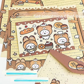 Pismo papir s motivom medvjeda pekara i zapadnim stilom omotnice; materijal: papir; bez logotipa; bez prilagodbe