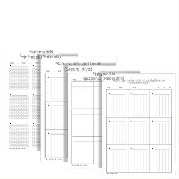 List za vježbe matematičkih operacija za osnovnu školu, poravnanje znamenki, debeli skic papir, kuverta sa prozorom, mreža 5×24