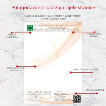 Prilagođeni poslovni dopisni papir s logotipom — Materijal: offset papir, papir za pisanje; Model: Prilagođeno; Stil: Prilagođavanje dopisnog papira; Šifra proizvoda: 658; Tisak logotipa: dostupan