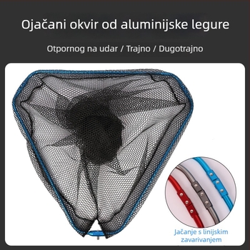 Aluminijska legura sklapanja glava mreže za ribolov, s 8 mm spojem, trokutasti sklopni dizajn, gumasta mreža