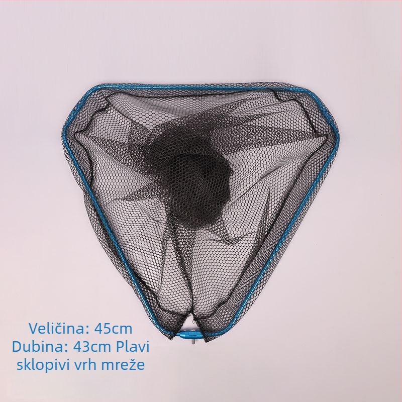 Aluminijska legura sklapanja glava mreže za ribolov, s 8 mm spojem, trokutasti sklopni dizajn, gumasta mreža