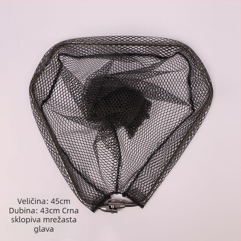 Aluminijska legura sklapanja glava mreže za ribolov, s 8 mm spojem, trokutasti sklopni dizajn, gumasta mreža