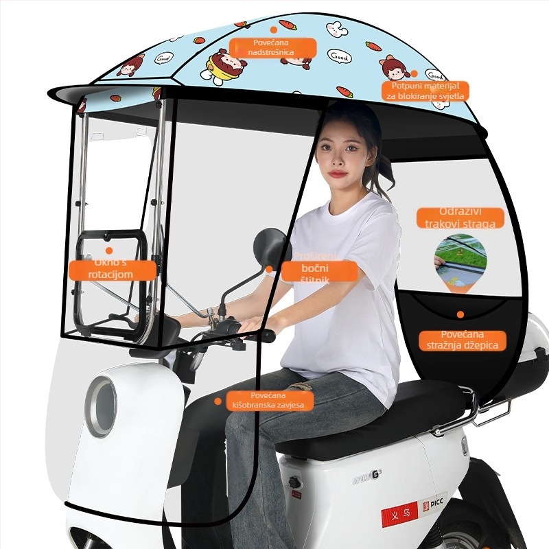 Suncobran s 3‑ramenim vlaknastog okvira, ručno otvaranje i zatvaranje, UPF 40+ zaštita, rotirajući, otporan na vjetar i kišu