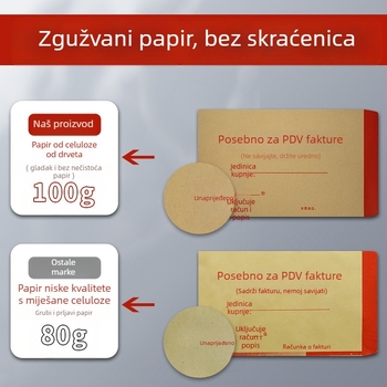 Kraft papir fakturalna kuverta, zapadni stil, model No. 7/c5, ispis logotipa moguć, prilagodba dostupna.