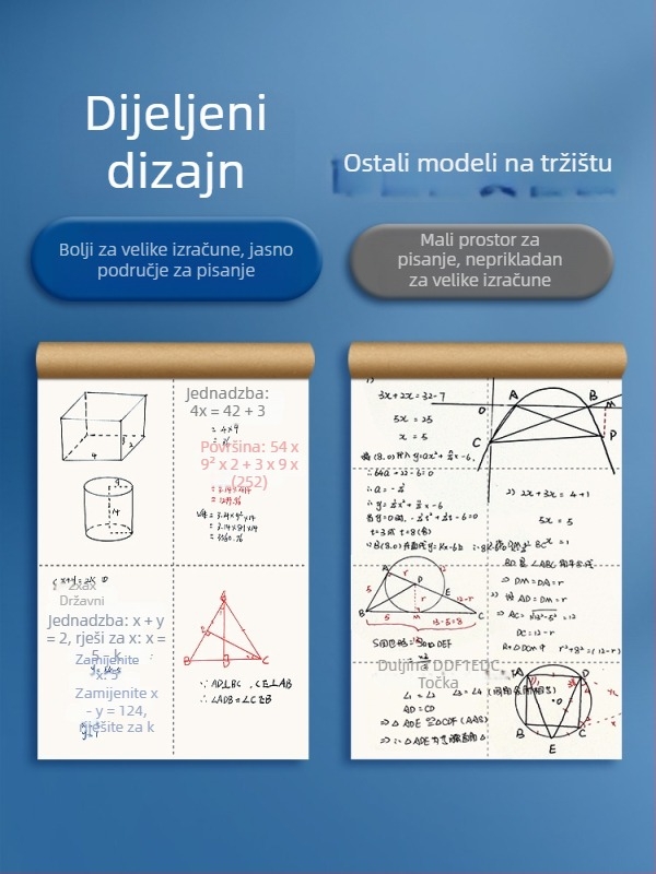 Z312 Četverodjelna bilježnica za skice za matematiku