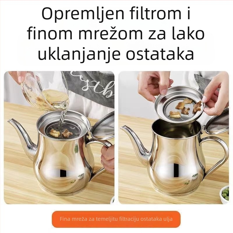 Posuda za ulje od 304 nehrđajućeg čelika, prehrambena kvaliteta, s debelim filtrima ulja, otporna na visoke temperature, protiv curenja