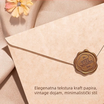 Effective komplet za pisma s Kraft kovertama, uzorak ovčje kože, debeli papir, zapadni stil koverti, bez logotipa, bez prilagodbe