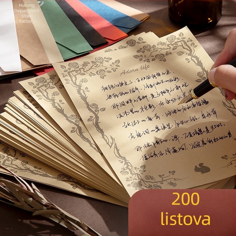 Set papira za pisma i kuvertu – vintage stil, jednostavan umjetnički dizajn za ručno pisane pisma, Amber 985, Materijal: svilenkasto cvijeće