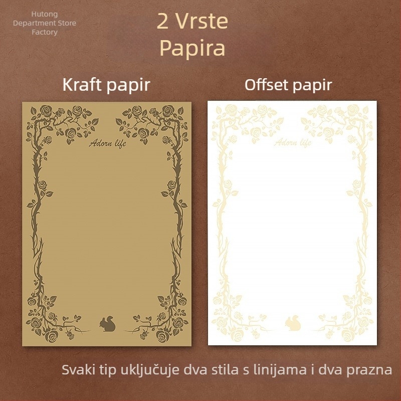 Set papira za pisma i kuvertu – vintage stil, jednostavan umjetnički dizajn za ručno pisane pisma, Amber 985, Materijal: svilenkasto cvijeće