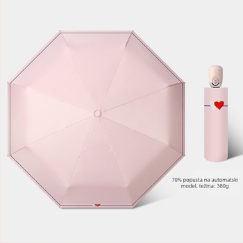 Sunshade kišobran s automatskim otvaranjem/zatvaranjem, 8 rebara od vlakana, čelična osovina, tkanina 210T s vinilnim premazom, UPF>50