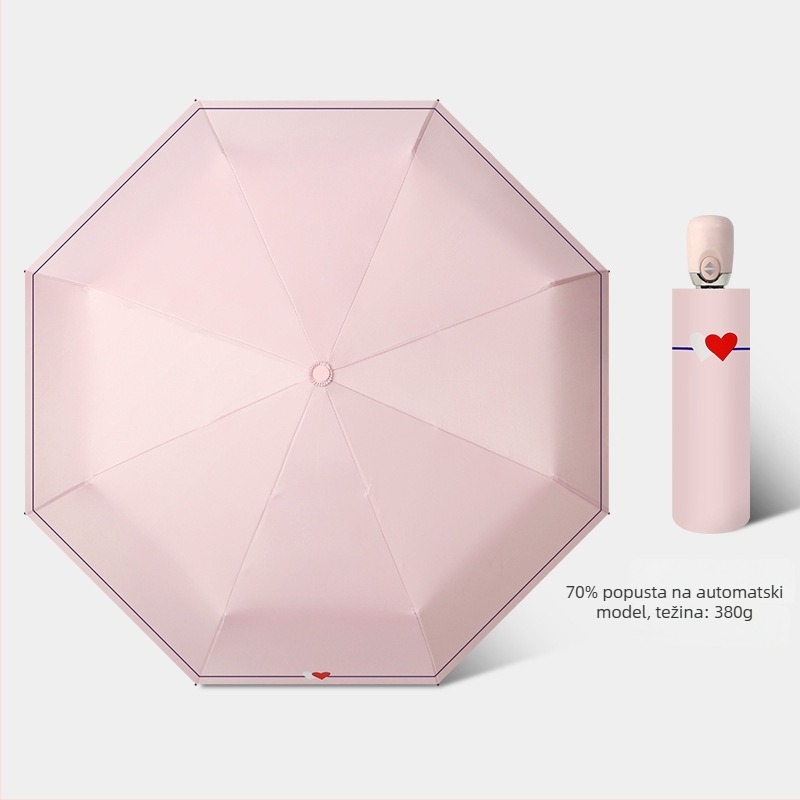 Sunshade kišobran s automatskim otvaranjem/zatvaranjem, 8 rebara od vlakana, čelična osovina, tkanina 210T s vinilnim premazom, UPF>50