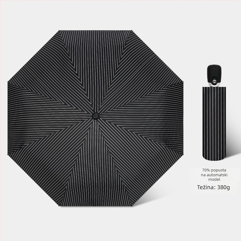 Sunshade kišobran s automatskim otvaranjem/zatvaranjem, 8 rebara od vlakana, čelična osovina, tkanina 210T s vinilnim premazom, UPF>50