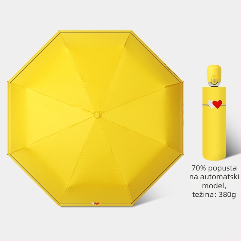 Sunshade kišobran s automatskim otvaranjem/zatvaranjem, 8 rebara od vlakana, čelična osovina, tkanina 210T s vinilnim premazom, UPF>50