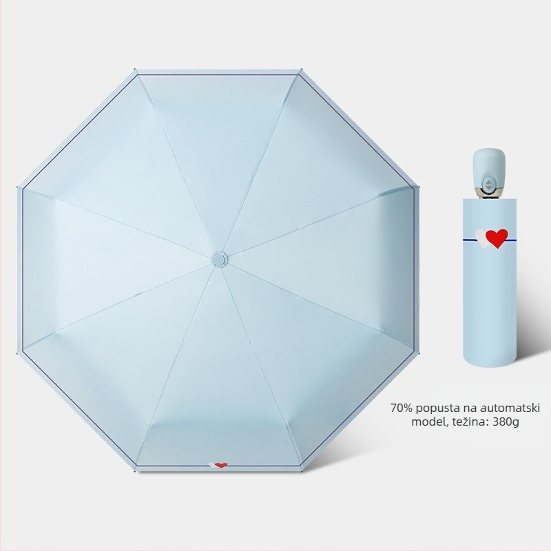 Sunshade kišobran s automatskim otvaranjem/zatvaranjem, 8 rebara od vlakana, čelična osovina, tkanina 210T s vinilnim premazom, UPF>50