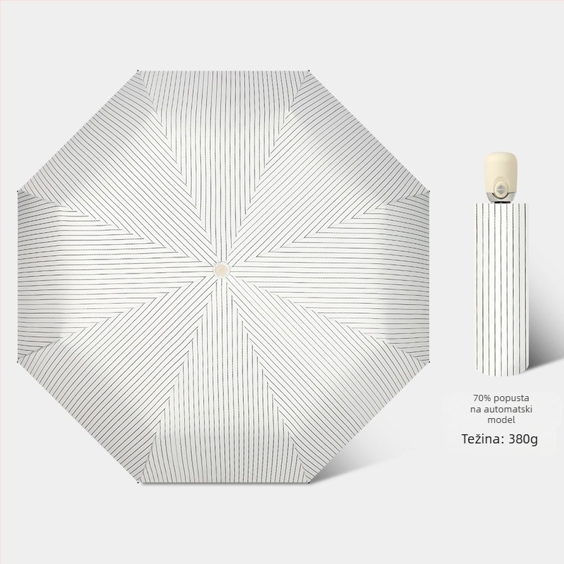 Sunshade kišobran s automatskim otvaranjem/zatvaranjem, 8 rebara od vlakana, čelična osovina, tkanina 210T s vinilnim premazom, UPF>50