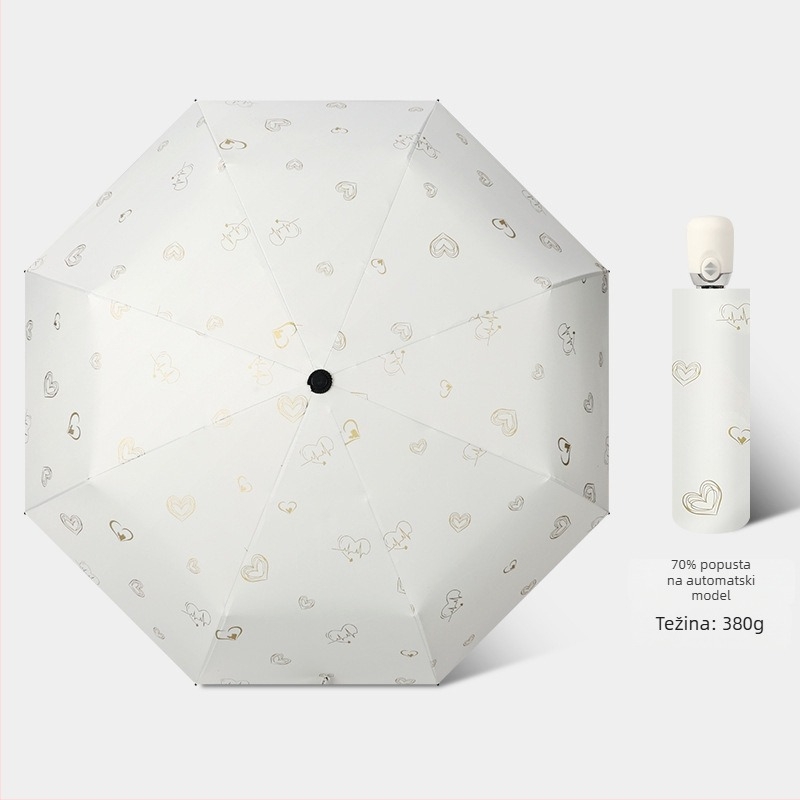 Sunshade kišobran s automatskim otvaranjem/zatvaranjem, 8 rebara od vlakana, čelična osovina, tkanina 210T s vinilnim premazom, UPF>50
