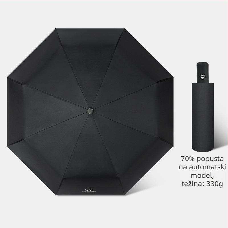Sunshade kišobran s automatskim otvaranjem/zatvaranjem, 8 rebara od vlakana, čelična osovina, tkanina 210T s vinilnim premazom, UPF>50