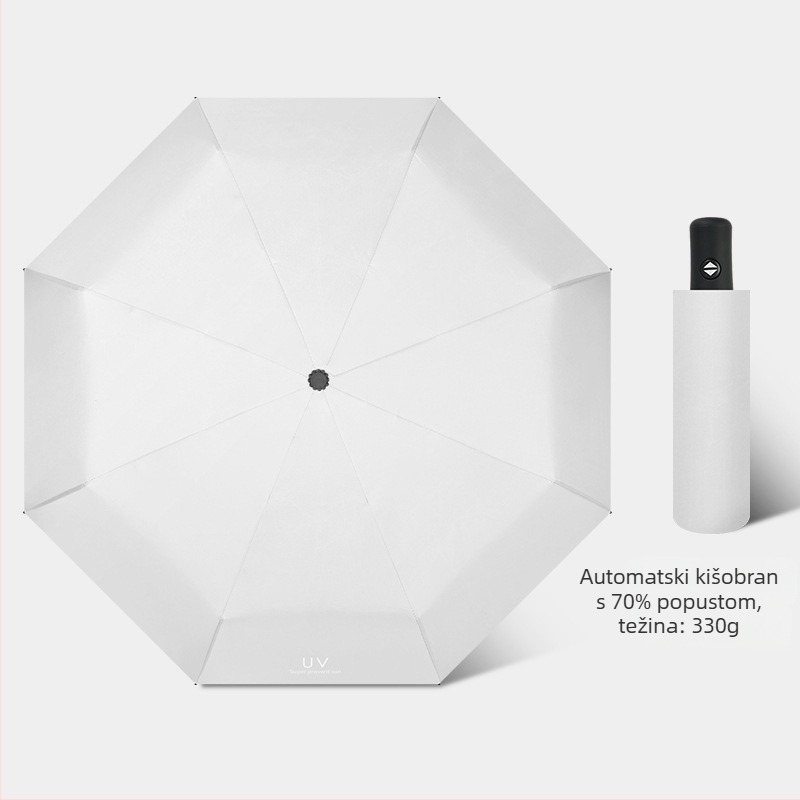 Sunshade kišobran s automatskim otvaranjem/zatvaranjem, 8 rebara od vlakana, čelična osovina, tkanina 210T s vinilnim premazom, UPF>50