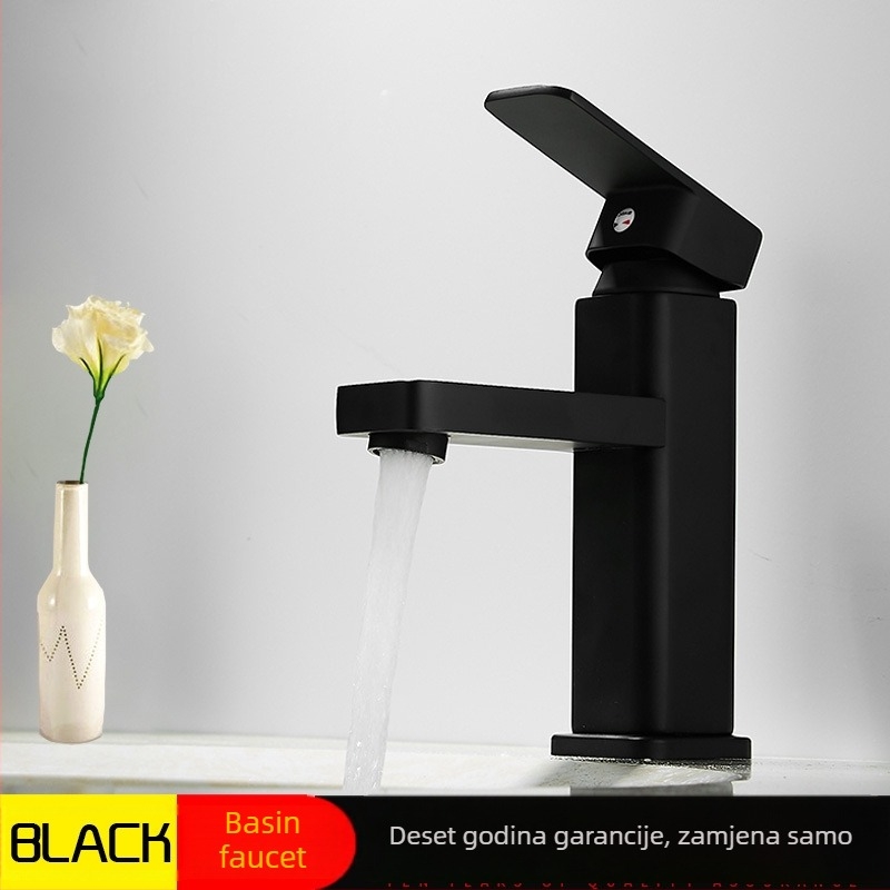 Nehrđajući čelični slavina za umivaonik u kupaonici – miješalica s keramičkim jezgrom, vertikalna instalacija, 0–90°C radna temperatura, ulaz/izlaz 10 mm