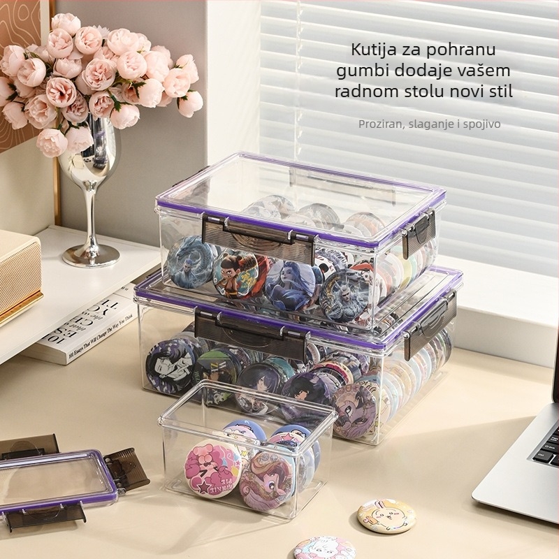Prozirna PET kutija za pohranu s poklopcem – stolni organizator za kozmetiku, nakit, daljinske upravljače, CD-ove i mobilne uređaje