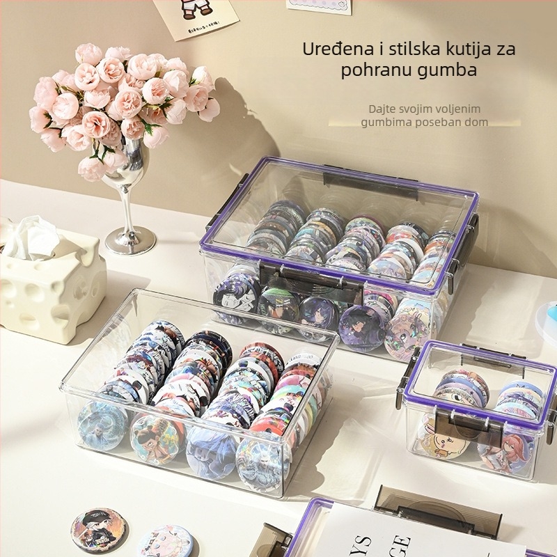 Prozirna PET kutija za pohranu s poklopcem – stolni organizator za kozmetiku, nakit, daljinske upravljače, CD-ove i mobilne uređaje