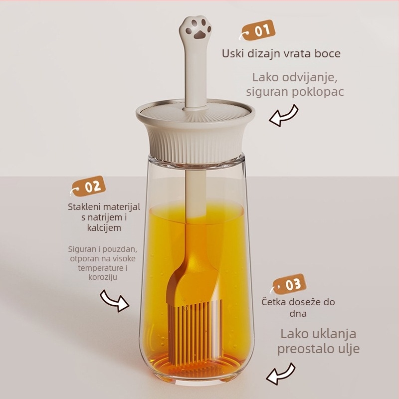 Posuda za ulje s integriranom četkom — materijal: staklo; funkcija: automatsko otvaranje i zatvaranje; stil: Nordic; kategorija: posuda za ulje; kvaliteta: premium proizvod