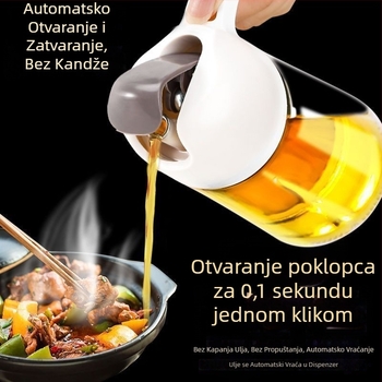 Posuda za ulje s automatskim otvaranjem i zatvaranjem, staklena, otporna na prolijevanje, s mjernom skalom, velike kapacitete