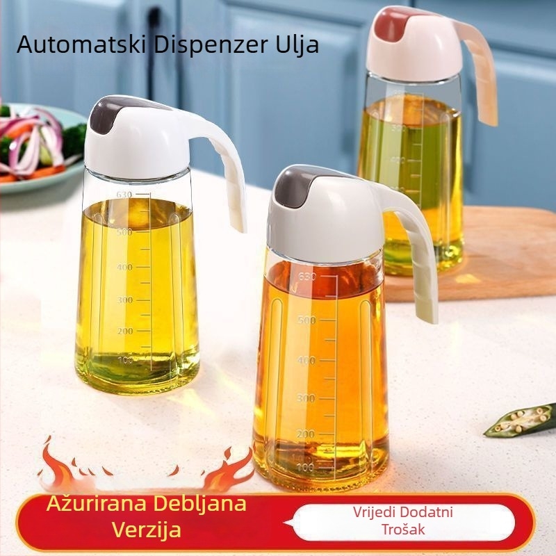 Posuda za ulje s automatskim otvaranjem i zatvaranjem, staklena, otporna na prolijevanje, s mjernom skalom, velike kapacitete