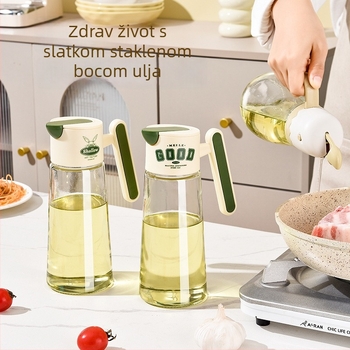 Staklena boca za ulje s automatskim otvaranjem i zatvaranjem, bez prosipavanja, velik kapacitet, lagani luksuzni stil