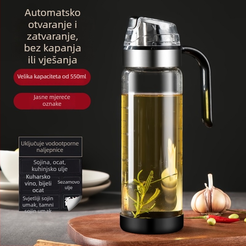 MAXCOOK staklena posuda za ulje s automatskim otvaranjem i zatvaranjem, nepropusna