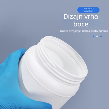 Posuda za proteinski prah, HDPE plasti, vijčano zatvaranje, široki otvor, kapacitet 1250 ml / 1100 ml