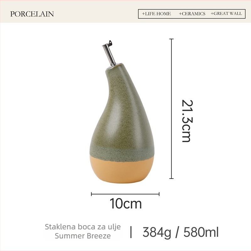 Mu yun keramička boca za ulje, automatsko otvaranje i zatvaranje, kuhinjska boca za ulje, moderni minimalistički stil, kod 20250711 summer breeze-oil pot
