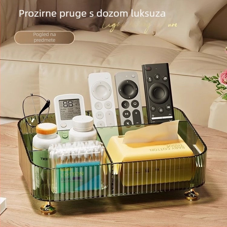 Kutija za kozmetiku za pohranu, PET plastika, 2 pretinca, višenamjenski stolni organizator za dnevnu sobu, spavaću sobu i radnu sobu