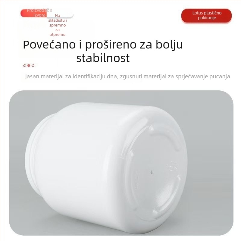 Youbink PET plastični spremnik za proteinski prah – zatvorena posuda s plastičnim poklopcem, kapacitet 1L/2L