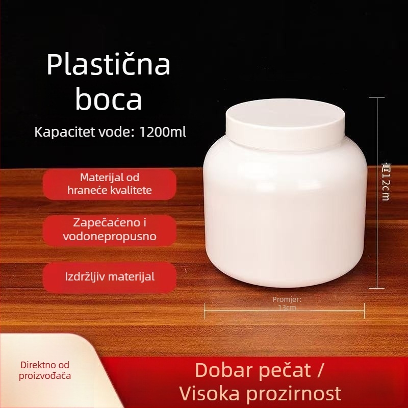 Youbink PET plastični spremnik za proteinski prah – zatvorena posuda s plastičnim poklopcem, kapacitet 1L/2L