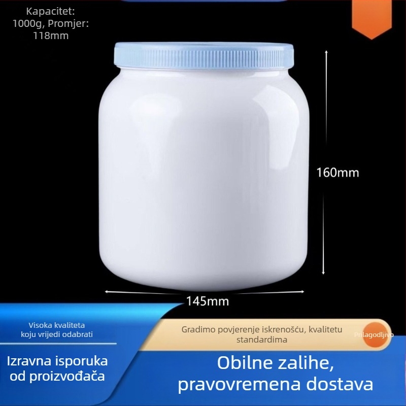 Youbink PET plastični spremnik za proteinski prah – zatvorena posuda s plastičnim poklopcem, kapacitet 1L/2L