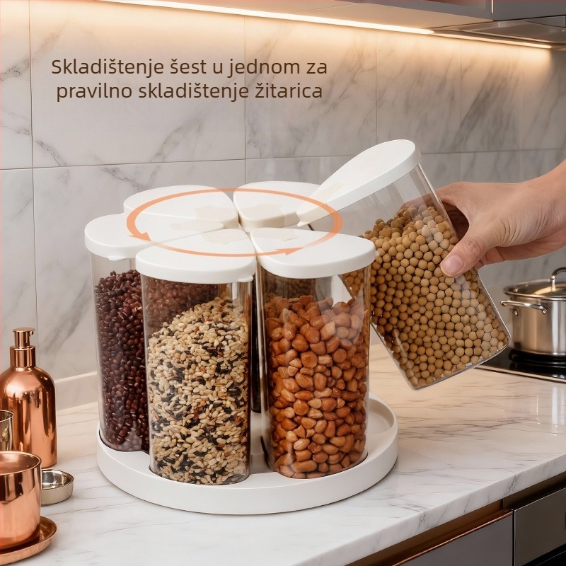 Okretna kutija za skladištenje žitarica, prehrambeno-razredna, otporna na vlagu, zatvoren spremnik za rižu 4–5 L, za kućnu upotrebu