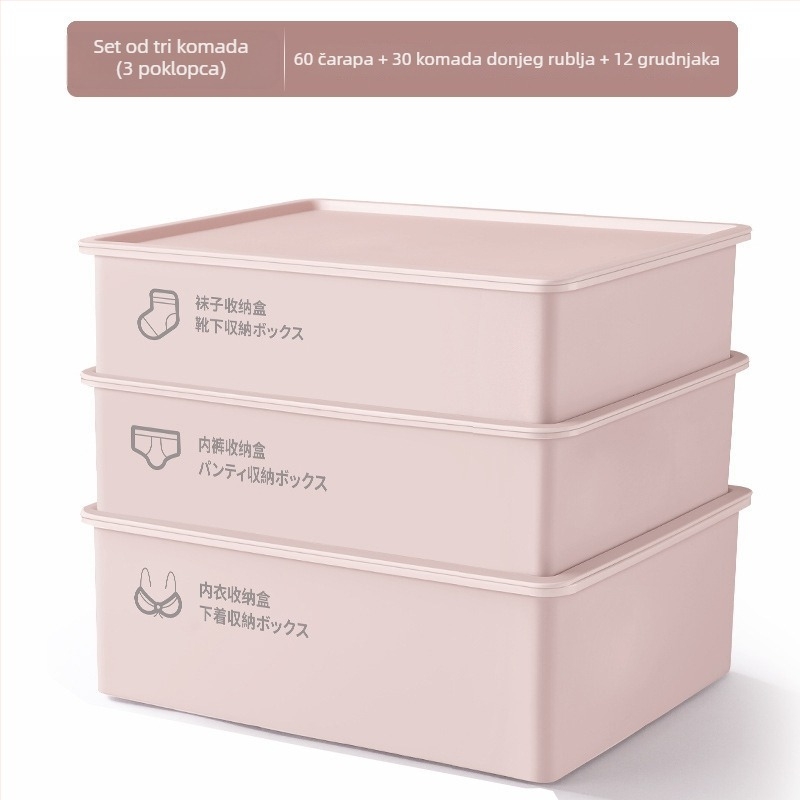Kutija za pohranu donjeg rublja s pregradama, PP plastika, 12 pretinaca, s poklopcem