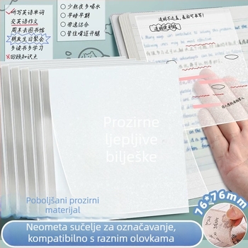 Prozirne ljepljive bilješke s mat završetkom, brzo se suše, vodootporne, ljepljive, visoke prozirnosti perl papirja, za kidanje i pisanje studentima